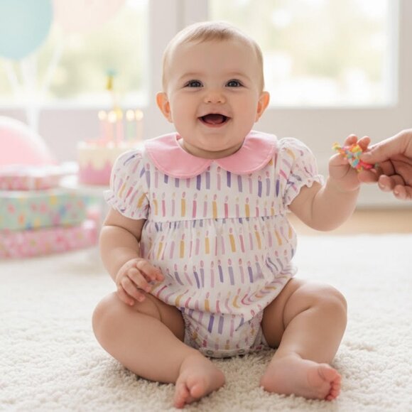NWT The Oaks Apparel Half Birthday Party Collared Baby Girl Bubble Sizes 3m & 6m - Picture 1 of 7